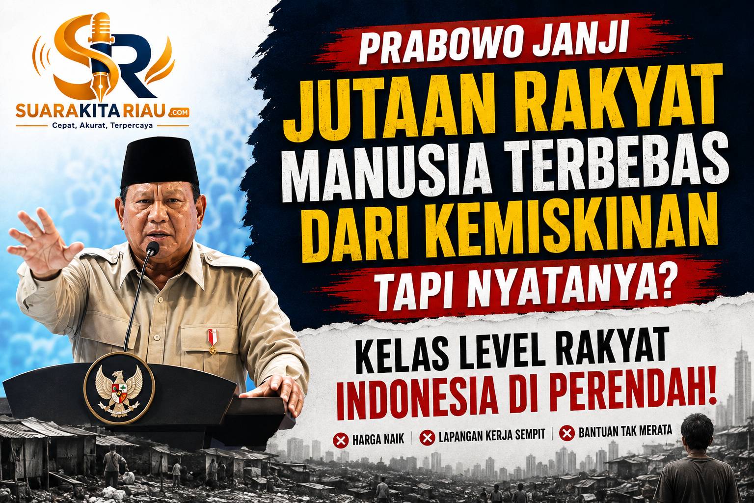 Prabowo Janji Angkat Jutaan Rakyat dari Kemiskinan, Tapi Rakyat Bertanya: Benarkah Kesejahteraan Makin Terasa?