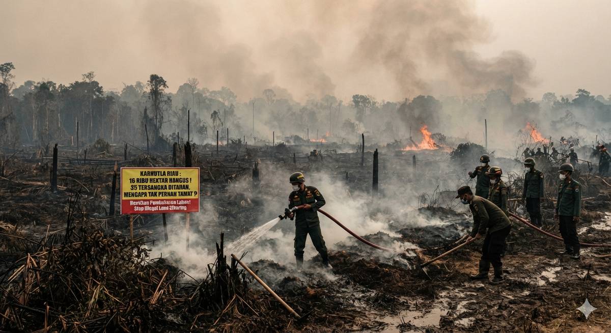16 Ribu Hektare Hangus, 35 Tersangka Ditahan: Mengapa Karhutla Riau Tak Pernah Tamat?