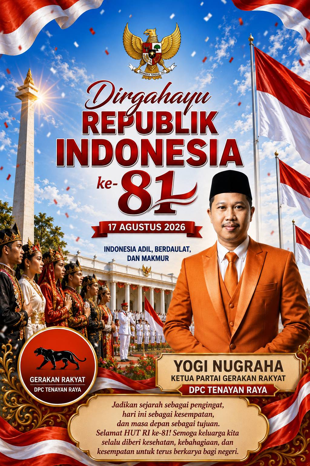Dirgahayu RI ke-81: Pesan Yogi Nugraha untuk Masyarakat Pekanbaru