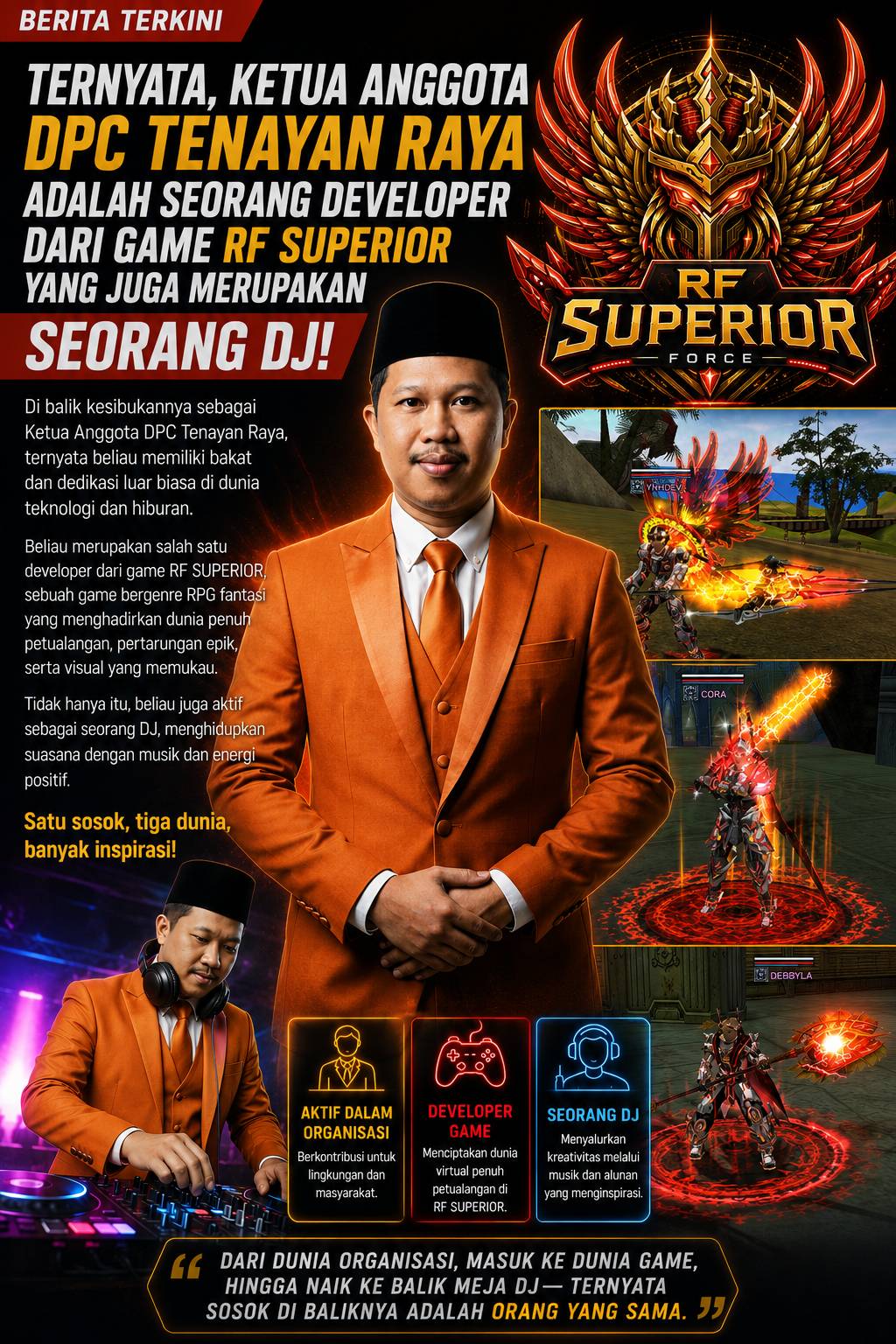 Ternyata, Ketua Anggota DPC Tenayan Raya Juga Developer Game RF Superior dan Seorang DJ