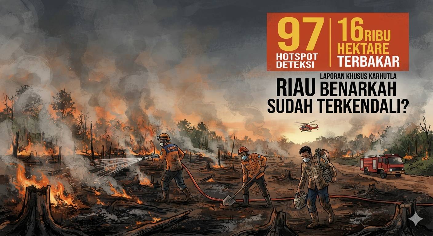 97 Hotspot, 16 Ribu Hektare Terbakar: Riau Benarkah Sudah Terkendali?