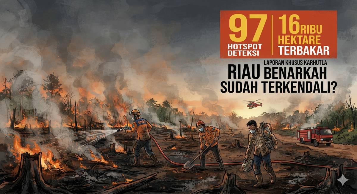 97 Hotspot, 16 Ribu Hektare Terbakar: Riau Benarkah Sudah Terkendali?